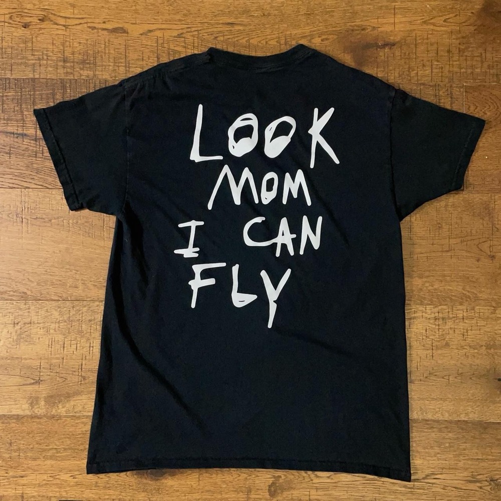Cactus Jack Graphic Tee Men M Black Streetwear Look Mom I Can Fly Cotton Shirt